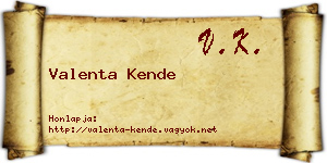 Valenta Kende névjegykártya